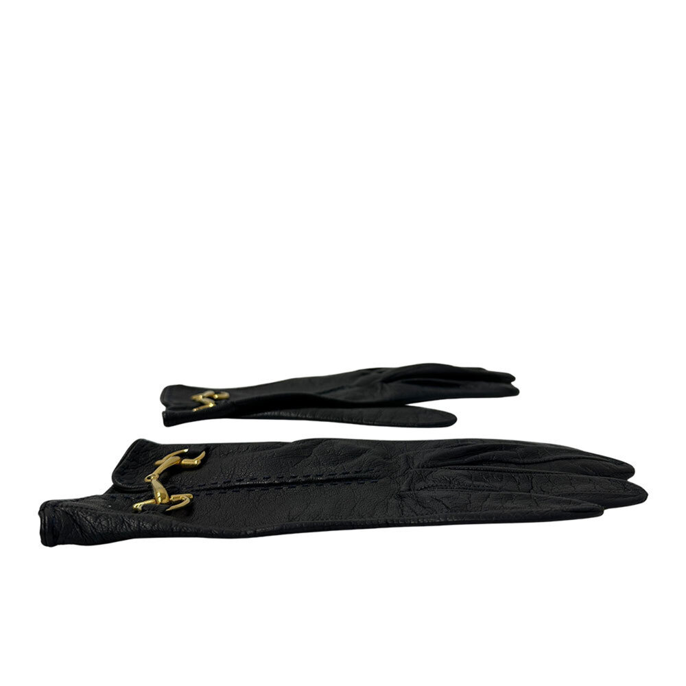 Gucci women's leather gloves with horsebit detail, black. - Picture 4 of 7